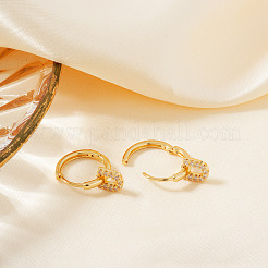 Элегантные серьги-кольца из латуни в форме буквы U с прозрачным кубическим цирконием&nbsp;VN7337-1