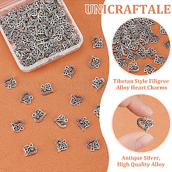 100 шт. филигранный сплав в форме сердца в тибетском стиле&nbsp;FIND-UN0015-59