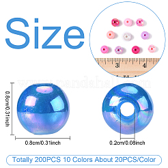 200шт 10 цвета непрозрачные акриловые бусины&nbsp;MACR-YW0003-77