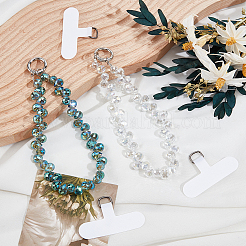 4 шт. 2-х цветные стеклянные бусины для мобильных ремешков&nbsp;HJEW-DR00232