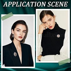 5 шт. винтажная брошь из тибетского сплава с кабошоном и безелем&nbsp;FIND-YW0009-70