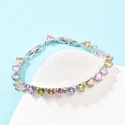 Теннисные браслеты из платиновой латуни с микропаве из кубических цирконий&nbsp;BJEW-B160-01P-01