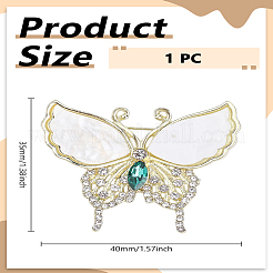 1 шт. бабочка из цинкового сплава со стразами на лацкан&nbsp;JEWB-LP0001-31