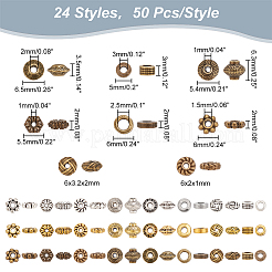1200шт 24 стиля сплава распорные бусины&nbsp;TIBEB-PH0005-06