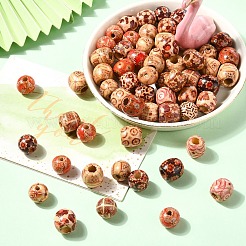 60 шт. 3 вида бусин из натурального дерева с принтом&nbsp;WOOD-YW0001-31