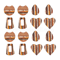 8шт 4 стиля подвески из прозрачной смолы и орехового дерева в полоску&nbsp;RESI-CJ0001-218