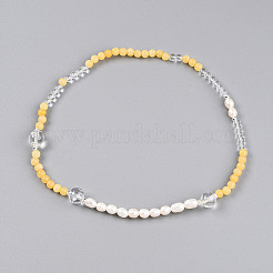 Круглые браслеты из натурального пресноводного жемчуга и кварцевых кристаллов с бусинами для женщин BJEW-T022-11