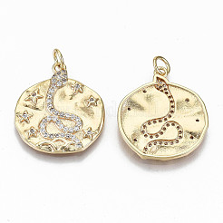 Кулоны из чеканной латуни с прозрачным кубическим цирконием&nbsp;KK-T062-28G-NF