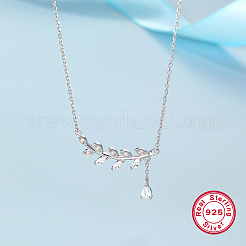 Элегантные комплекты из 925-стерлингового серебра с микропаве из кубических цирконий в форме листа и ожерельем для женщин HW9788-6