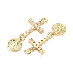 Латунные микропаве прозрачные подвески с фианитом&nbsp;KK-K408-59G