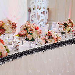 3-слойная плиссированная шифоновая отделка цветочным кружевом&nbsp;OCOR-BC0002-04B