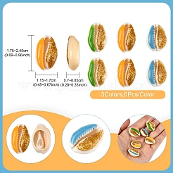 18 шт. 3-х цветные эмалевые бусины из ракушек каури SSHEL-FS0001-03