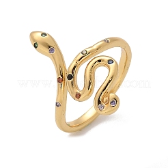 Кольца-манжеты с микропаве из латуни и разноцветными кубическими цирконами&nbsp;RJEW-C120-05G