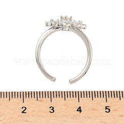 Кольца-манжеты из цветочной латуни с микропаве из кубического циркония для женщин&nbsp;RJEW-A069-01B-P