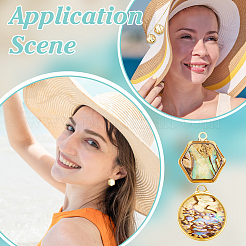 12 шт. 2 стиля плоские круглые шестиугольные подвески из натуральной ракушки пауа&nbsp;KK-DR0001-41A