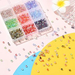 1080 шт. 9-х цветные гальванизированные прозрачные стеклянные бусины&nbsp;GLAA-CJ0002-84