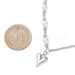 Женские ожерелья-цепочки с подвеской в форме сердца из сплава нержавеющей стали 304 и ракушечного жемчуга&nbsp;NJEW-JN05566