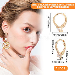 10 шт. латунная фурнитура для сережек с кубическим цирконием&nbsp;KK-BBC0003-91