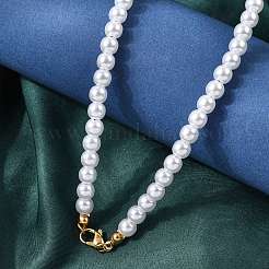 Белые круглые пластиковые жемчужные бусы диаметром 6 мм для женщин&nbsp;NJEW-L469-02G