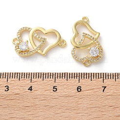 Стойка покрытие латунь кубический цирконий двойное сердце соединительные подвески&nbsp;KK-C084-32E-G