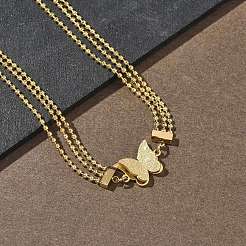 Ионное напыление (IP) многорядные шариковые цепочки из нержавеющей стали 304&nbsp;BJEW-D429-01G