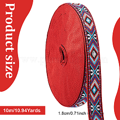 Полиэфирная лента с вышивкой ромбом в этническом стиле&nbsp;OCOR-WH0078-237-1