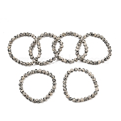 Круглые браслеты из бисера из натуральной далматинской яшмы&nbsp;X-BJEW-G073-16