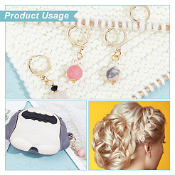 Круглые стеклянные подвесные маркеры петель розовой серии с драгоценными камнями и биконусами&nbsp;HJEW-AB00268