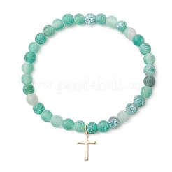 Браслеты с подвесками в виде маленького крестика из нержавеющей стали 304&nbsp;BJEW-JB13461