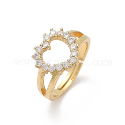 Латунные микро проложить манжеты кольца кубического циркония&nbsp;RJEW-Q030-01A-G