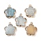 Natural Flower Amazonite Pendants, Flower Charms with Brass Findings, Golden, 23~24x21x6mm, Hole: 1.8mm