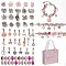 DIY Alloy European Bracelets Making Kits, including Alloy and Resin European Beads, Alloy Enamel Dangle European Charms, Paper Box, Pink
