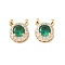 Brass Micro Pave Cubic Zirconia Beads, Cadmium Free & Nickel Free & Lead Free, Real 18K Gold Plated, Deer Head, Sea Green, 11.5x10x6.5mm, Hole: 1.8mm