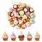 30Pcs 5 Colors Resin Ice Cream Pendants, with Platinum Iron Hoop, Mixed Color, 29x22x23mm, Hole: 2mm, 6pcs/color