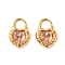 304 Stainless Steel with Rhinestone Pendants, Heart, Golden, Light Rose, 17x12x6mm, Hole: 5x5.5mm