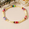 Cracked Natural Shell Beaded Bracelets for Women, Column, with Handmade Polymer Clay Heishi Beads, Floral White, Inner Diameter: 6-7/8 inch(17.5cm)