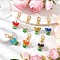 7Pcs 7 Colors Flower Glass Pendants Decorations, with Shell Pearl Beads and Alloy Swivel Lobster Claw Clasps, Mixed Color, 62.5mm, 1pc/color