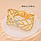 304 Stainless Steel and Crystal Rhinestone Hinged Bangles for Women, Leaf, Golden, Inner Diameter: 2-3/8 inch(6cm)