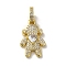 Rack Plating Brass Micro Pave Clear Cubic Zirconia Pendants, Real 18K Gold Plated, Long-Lasting Plated, Lead Free & Cadmium Free, Human, White, 30.5x14x9mm, Hole: 5.5mm