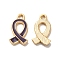 Alloy Enamel Pendants, Golden, Awareness Ribbon Charm, Indigo, 17x10x2mm, Hole: 1.6mm