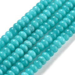 Бусины из натурального белого нефрита, окрашенные, рондель, голубой, 8x5 мм, отверстие : 1 мм, около 74 шт / нитка, 15.15 дюйм (38.5 см)