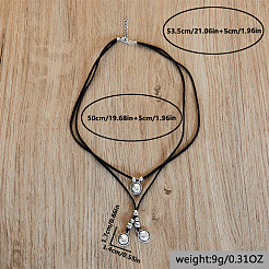 Овальные с плоскими круглыми ожерельями из сплава с искусственным кожаным шнуром&nbsp;FS-WGE6D6A-01