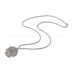 201 полая цепочка-подвеска из нержавеющей стали с подвеской в виде дерева жизни&nbsp;LS-NJEW-M086-04P