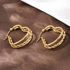 Серьги-кольца с тройным сердцем из нержавеющей стали 304&nbsp;EJEW-I320-27G-02