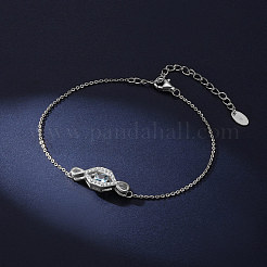 Женский браслет из стерлингового серебра с родиевым покрытием и звеньями в виде глаз&nbsp;STER-M116-11P