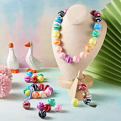 80 шт. двухцветные непрозрачные полосатые акриловые бусины&nbsp;SACR-BT0001-02