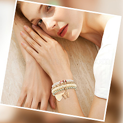 1 комплект стеклянных браслетов в стиле бохо-отпуск&nbsp;BJEW-SP0001-13