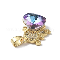 Настоящие 18-каратные позолоченные подвески из латуни с микропаве из прозрачного кубического циркония&nbsp;KK-C015-23G-14