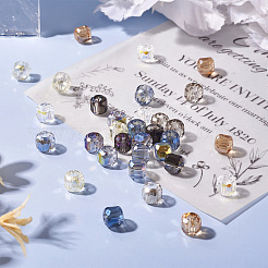 40шт 8 цвета гальванические прозрачные стеклянные бусины&nbsp;EGLA-TA0001-62