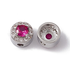 Стойки обшивки латунные микро проложить кубического циркония плоским круглых бусин&nbsp;KK-C007-13